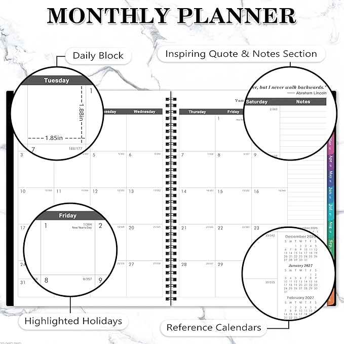 2027-2029 Monthly Planner/Calendar - 3 Year Monthly Planner 2027-2029, Jan. 2027 - Dec. 2029, 9'' x 11'', Calendar Planner with 36 Months Tabs, Double-side Pocket, Holidays, Notes Pages