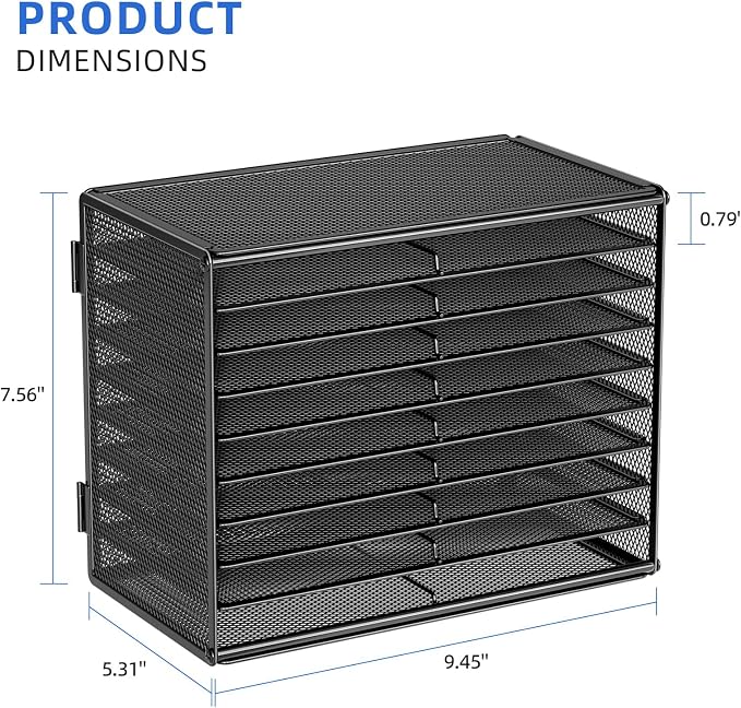 Marbrasse Mesh Marker Organizer, Metal Desktop Storage Rack for 126 Markers, Pens, Pencils, 9 Tier Marker Holder for Office Classroom & Home Art Supplies(Black)