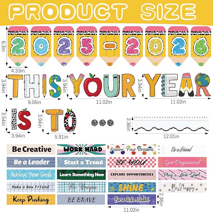 Eaasty Bulletin Board Kit Decor Welcome Back to School Bulletin Board Bright Groovy Growth Mindset Positive Affirmations Wall Decor for School Nursery Chalkboard Wall Door Party Supplies