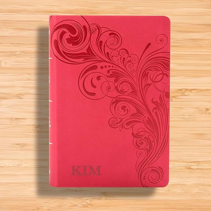 Personalized KJV Reference Bible Faux Leather Large Print Size | Custom with Name | Gift for Christian & Religious Celebrations | Pink