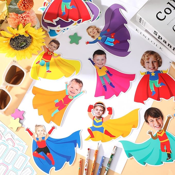 160Pcs Hero Theme Cutouts Back to School Bulletin Board Decorations Super Party Paper Cut-Outs Hero Themed Classroom Decor for Boy Girl DIY Craft Photo Wall Kindergarten Preschool Party Favor Supplies