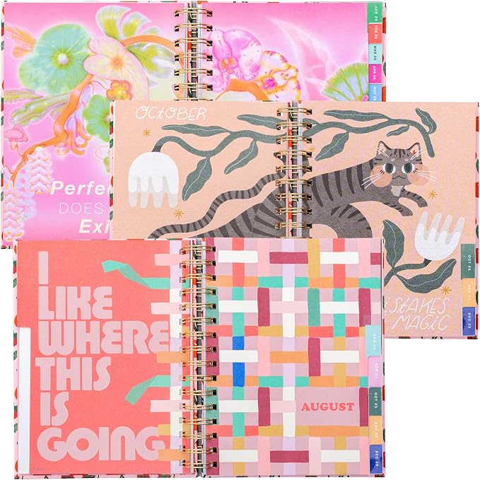 ban.do 17-Month Medium Daily and Weekly Planner Dated August 2025 - December 2026, Hard Cover Self Care Journal, Spiral Agenda with Monthly Calendar, Stickers, Art & Bonus Pages (Blue Floral)
