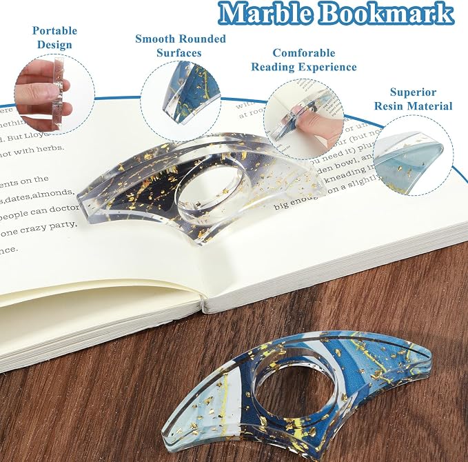 Ouligay 2 PCS Book Page Holder Book Thumb Page Holder for Thumb, Books Marks for Reading Accessories Dried Flower Resin Transparent Bookmark for Women Best Friend Books Lovers Teacher Readers
