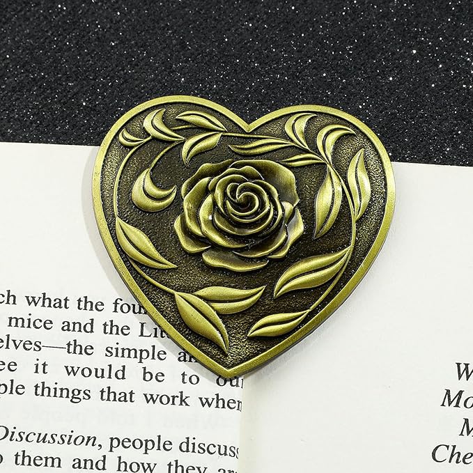 Bookmark,Heart Metal Book Clip, Journal Clip, Book Page Holder Clip,Vintage Book Clips, Hold Journal Open While Writing and Free Your Hands, Gifts for Book Lovers, Readers, Writers (Heart)