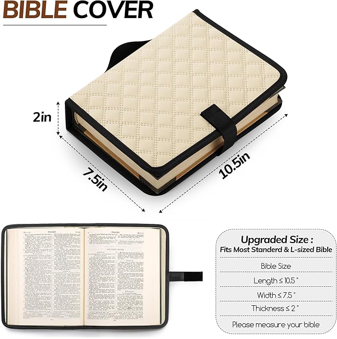 Large Bible Bag with Bible Cover Case for Women, Quilted Church Tote Bags for Bible Study Supplies, Christian Gifts for Women