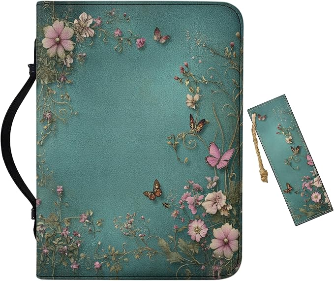 Bible Cover Case for Women, Green Bible Covers for Women, Cases for Woman Large Size with Bookmark Daisy Butterfly,Small