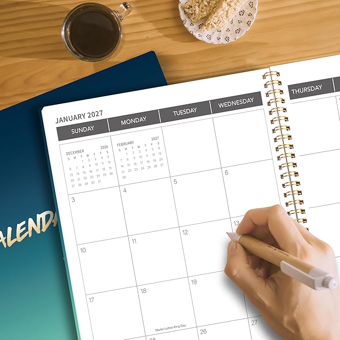 Monthly Planner 2026-2027, 2026 Calendar 18 Months Planner, January 2026 - June 2027, 8.5" x 11", 2026 Academic Calendar Hard PVC Cover with Spiral Bound, Perfect for School & Office for Women & Men