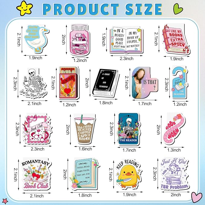Skyygemm 18 Pcs Funny Magnetic Bookmarks Magnet Bookmarks Fun Cute for Reading Bookworm Booklover Women Work Adults Travel School Teacher Office Supplies Gifts