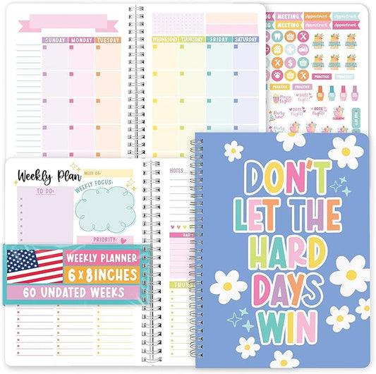 Undated Planner Weekly and Monthly - Spiral Undated Weekly Planner for Kids & Adults, Week Planners Habit Tracker, Goal Planners Notebook for Work, Agenda Planning Notebook