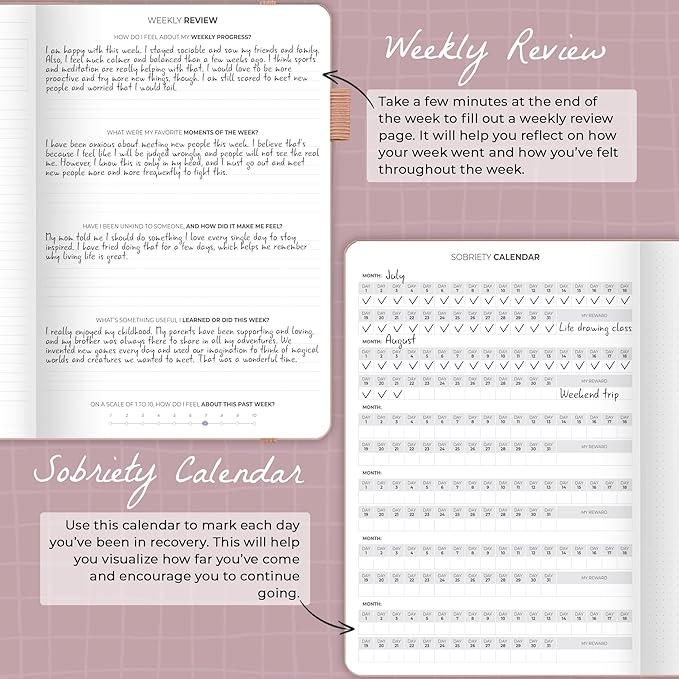 Clever Fox Addiction Recovery Journal Large – Guided Sobriety Workbook for Alcohol, Drug, Gambling, Eating & Other Addictions – Daily Planner to Support Recovery Progress, 8.3x11” (Rose Gold)