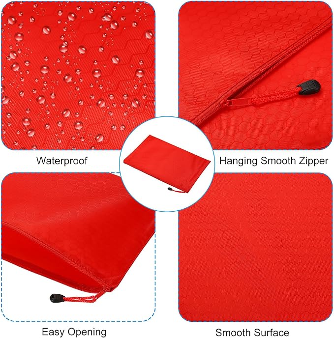 PATIKIL Waterproof Zipper File Bags, 3 Pack A4 Document Holders Pencil Pouch for Office, Red