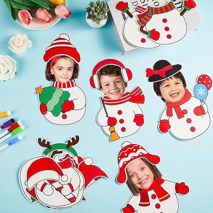 60pcs Christmas Theme Cutouts Snowman Bulletin Board Decorations Xmas Snowman Paper Cut-Outs Classroom Decor for Xmas Classroom DIY Craft Photo Wall Door Christmas Winter Party Supplies