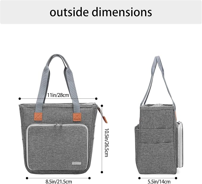 LUXJA Bible Case Tote for Women, Bible Bag with Multiple Pockets for Bible Study Items, Gray