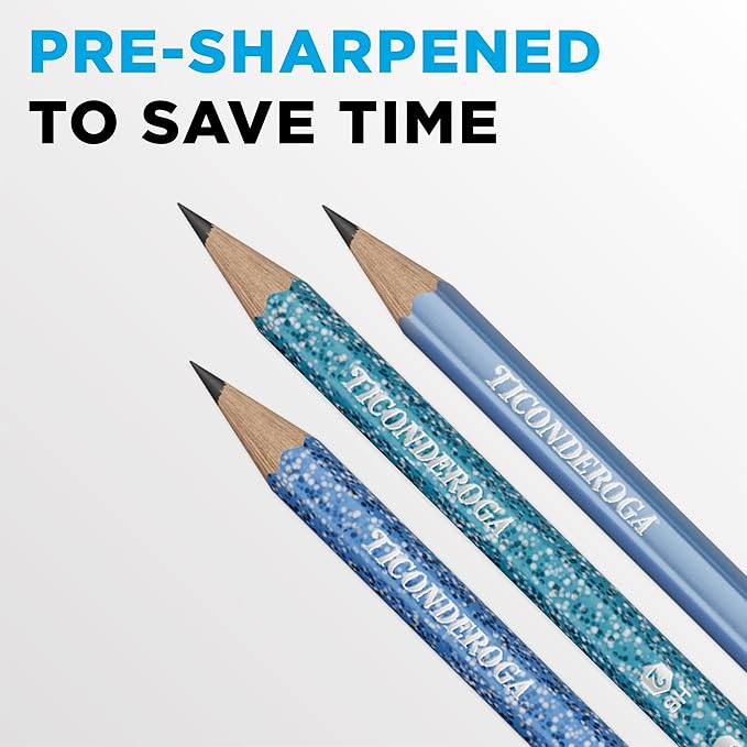Ticonderoga Wood-Cased Pencils Pre-Sharpened, Arctic Blues, 150 Count