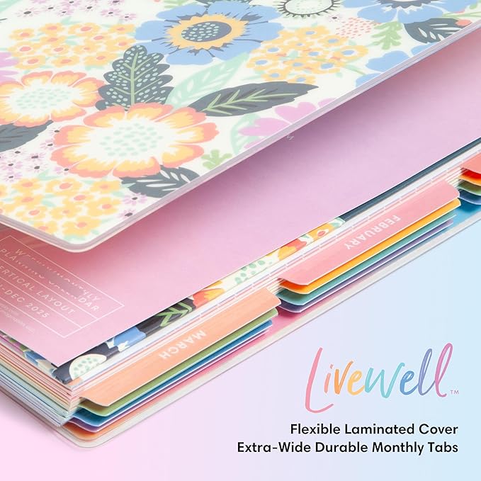 Blue Sky Livewell Weekly and Monthly Academic Year Planner Calendar, July - June, Flexible Cover, Wirebound, Colorful Interior, Laminated Tabs, Storage Pocket, Includes Stickers, Charmie (Charmie- 2025/2026, 7" x 9")