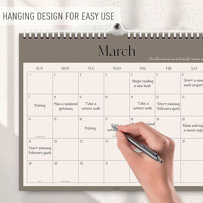 Aesthetic 2026-2027 Wall Calendar - 18 Monthly Calendar from January 2026 to June 2027, 13.7" x 11", Modern Horizontal Wall Hanging Calendar for Organizing & Planning