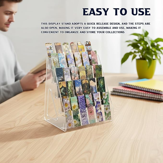 5 Tier Bookmark Display Stand for Vendors, Clear Bookmark Sticker Holder Greeting Card for Business Vendor, Retail Store Shop