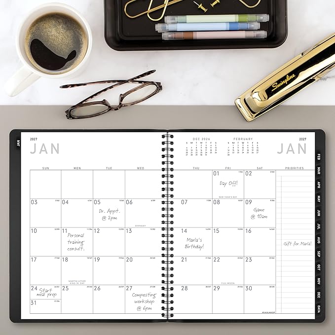 AT-A-Glance 2027 Planner, Monthly, 7" x 8.75", Contemporary, Black (70120X0527)
