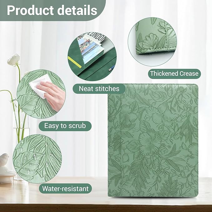 Professional Portfolio Binder, Faux Leather Padfolio for Resume, Note-Taking & Meetings, A4 Letter Writing Pad Holder for Women & Men (Green)