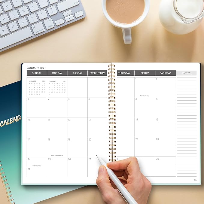 Monthly Planner 2026-2027, 2026 Calendar 18 Months Planner, January 2026 - June 2027, 8.5" x 11", 2026 Academic Calendar Hard PVC Cover with Spiral Bound, Perfect for School & Office for Women & Men