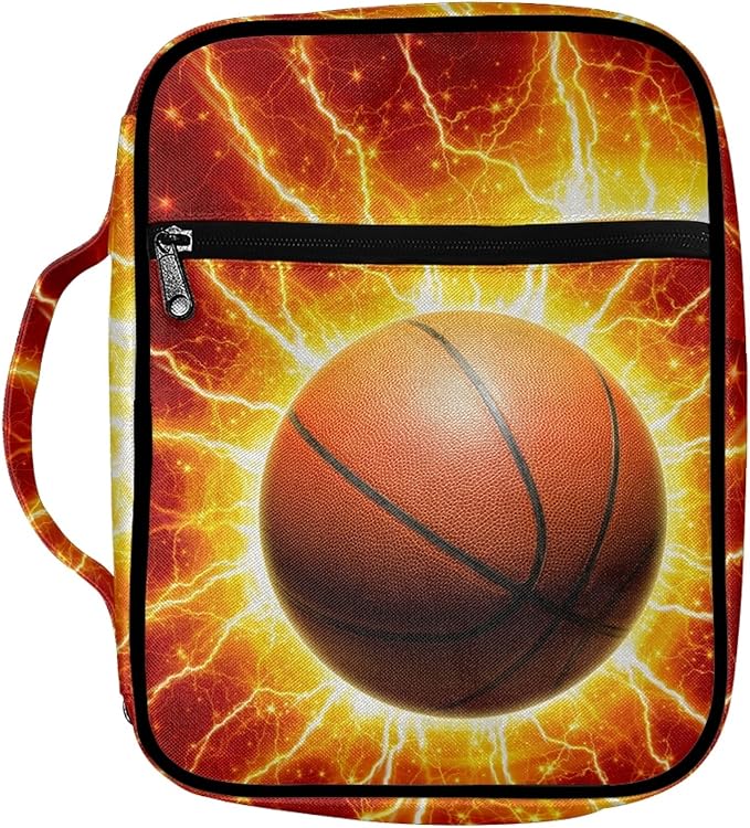 FDANDNDE Basket Ball Bible Cover with Handles and Zippered, Boys Bible Case for Church Study Bible, Boys Bible Bag Easy to Cleaning