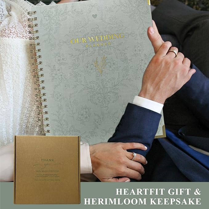 Bride Squad Wedding Planner Book and Organizer | Bridal Wedding Planner Book with Countdown Calendar & Checklists | A Thoughtful Engagement Gifts for Couples, Green Floral