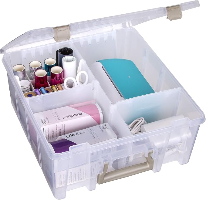 ArtBin 6993SP Super Satchel Double Deep with Papercrafting Accessory Tray, Clear, 1 Satchel & 1 Tray