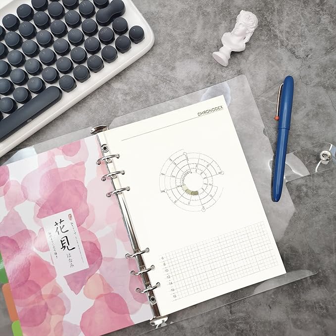 Zelten 1 Pack A5 45 Sheets/90 Pages Time Chart Loose Leaf Punched Paper Refills Paper for 6 Hole Binder Personal Organizer Diary Notebook Refillable Planner