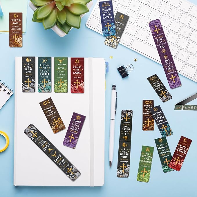 96Pack Magnetic Bookmarks Christian Bookmarks Bulk Bible Bookmark for Reading Women Men Kids Teacher Book Lovers Gifts, Vintage Religious Magnet Bookmark Clips Cute Personalized Book Marks (Christian)