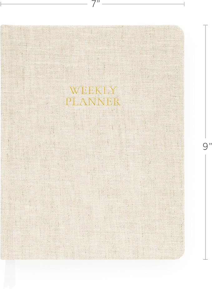 Sugar Paper Undated Weekly Planner, Fabric Cover, 7x9 Inches, Hardcover Weekly Planner (Chambray)