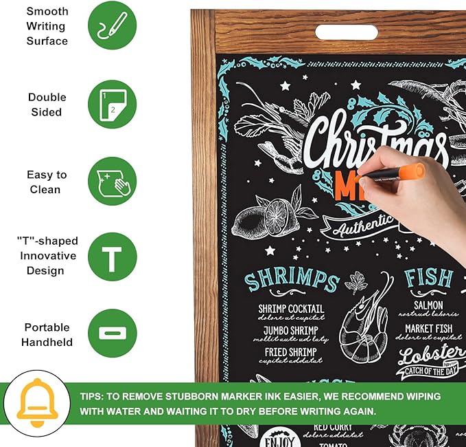 Magnetic Chalkboard Easel Sign Sidewalk - 40 x 20 Inches, Large Stand up Chalk Board Signs, Double Sided Outdoor Chalkboard Display for Restaurant Cafe Shop Wedding Party or Business, Brown