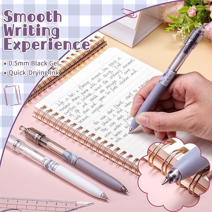 Crtiin 6 Pcs Fidget Spinner Pens for Adults Black Ink Gel Pens with Fidget Ball Stress Relief Pen Spinning Pen for Office Supplies Journaling (Cylinder,Macaron Color)