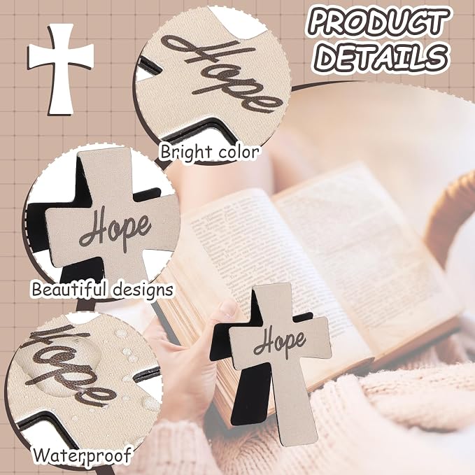 Outus 48 Pieces Magnetic Bookmarks Cross Christian Magnetic Page Markers Religious Bible Verses Bookmarks for Mother's Day Women Student School Reading Gifts Church Bible Study Group (Marble Style)