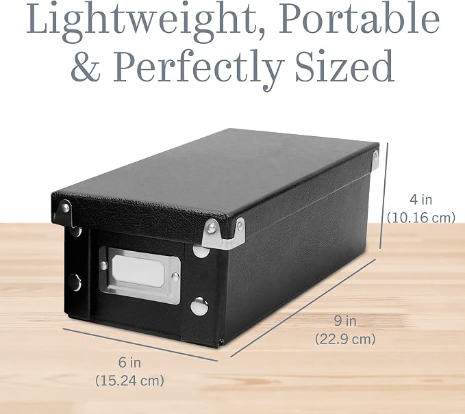 Snap-N-Store Index Card Holder Storage Box - Collapsible Organizer Box fits 1100 Flash Cards - Business, Recipe, or Note Card - 4 x 6, 2 Pack, Black