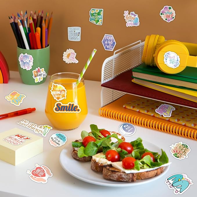 480 Pieces Inspirational Quote Daily Planner Stickers for Women Journaling Calendar Scrapbook Stickers Aesthetic 24 Sheets Motivational Waterproof Sticker for Kids Teachers Water Bottle