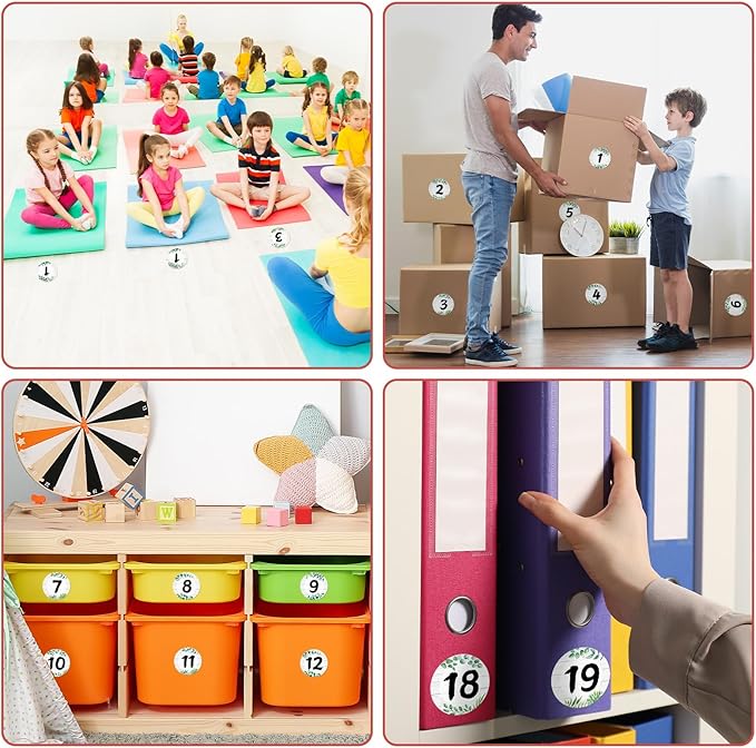 COCHIE Colorful Line Up Spots for Classroom Floor Decorations, 52PCS 4" Number Stickers for Teachers, Vinyl Floor Dots Decals, Back to School Supplies for Preschool, Kindergarten, Elementary (Leaves)