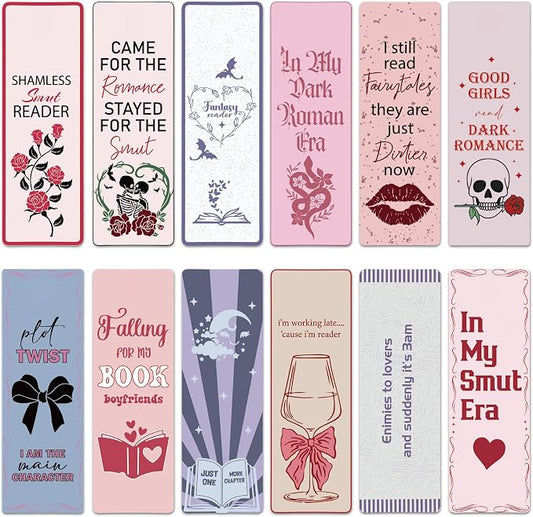 120 Pcs Dark Romance Bookmarks, Funny Word Paper Bookmarks Bulk for Women, Girly Dark Romance Merch Bookmark for Book Lovers Bookish Office Worker Gift