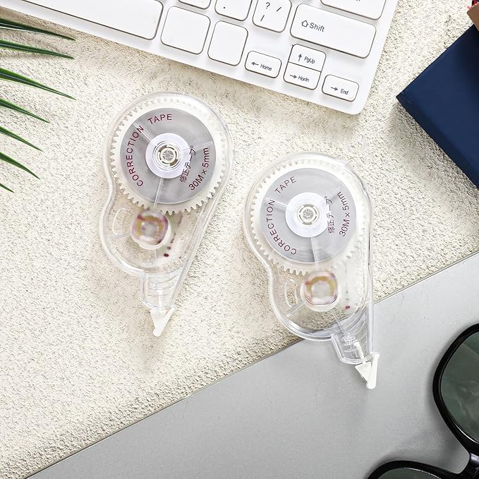 100 Ft Long Correction Tape, Tear-Resistant White Correction Tape Smooth Glide Quick Dry Correct Tapes for School Office Supplies, Crafting, Note Taking, Journal (2 Pieces)