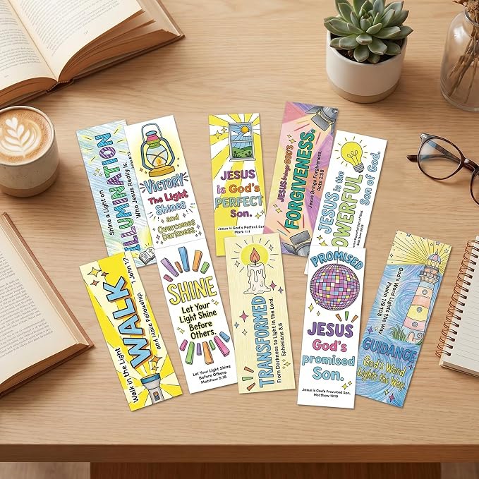 Wxiben Bible Verse Bookmarks Gifts - 100 Pcs Religious Inspirational Bookmarks Colorful Christian Jesus Book Marks Page Marker Clip for Church Sunday School Office Home Bookish Reading Accessories