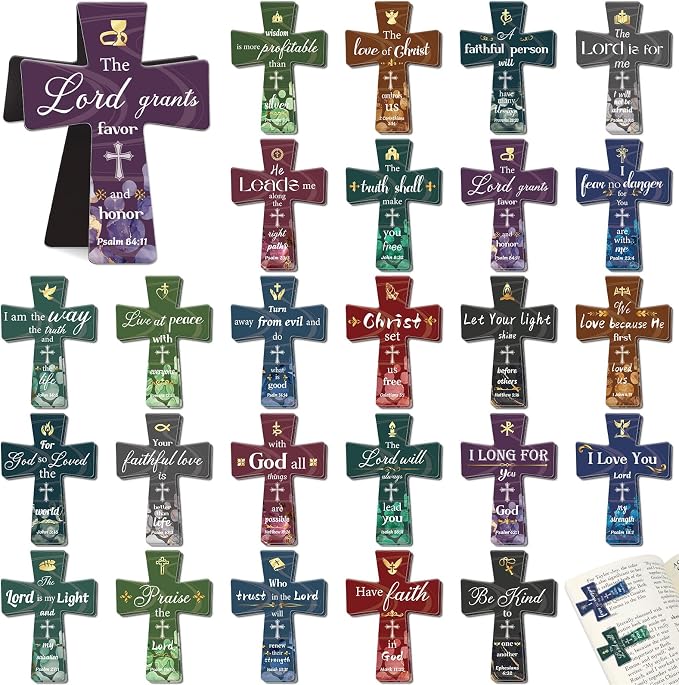 100Pack Magnetic Bookmarks Bulk Cross Bible Bookmark Christian Bookmarks for Women Men Kids Adults Teacher Book Lovers Gifts, Book Marks for Reading Religious Verses Magnet Bookmark Clips (Vintage)