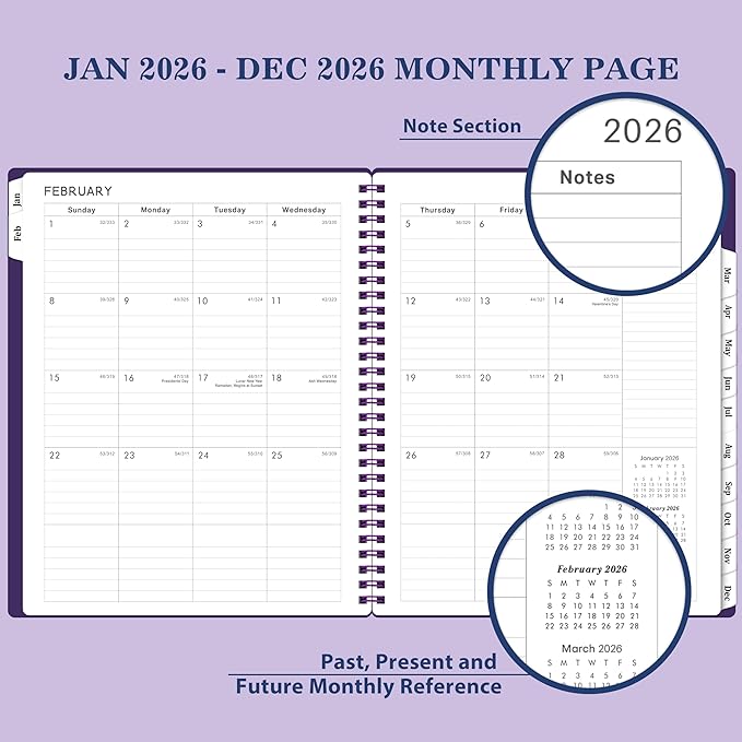 Planner 2026-2027 - 2026 Planner(January - December 2026), 8" x 10", Calendar Planner 2026, 2026 Planner Weekly and Monthly Spiral Bound, Flexible Cover, To-Do List, 12 Monthly Tabs