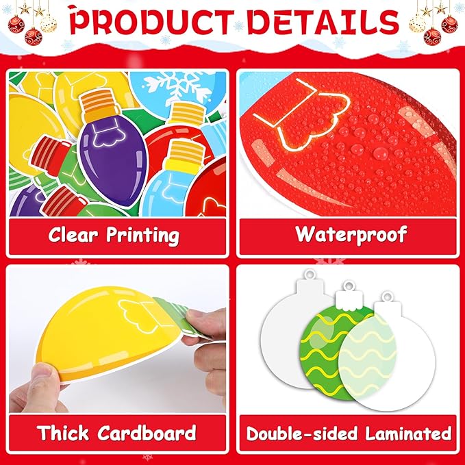 Christmas Bulletin Board Decorations Christian Jesus The Light of The World Paper Cutouts Bible Verse Colorful Light Bulb Bulletin Board Set for Xmas Winter Sunday School Church Wall Decoration Favor