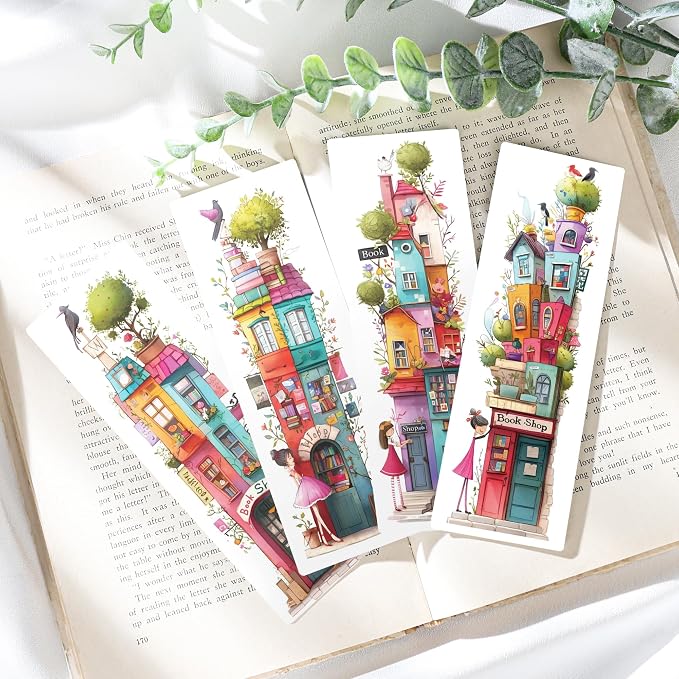 Funny Bookmark Bulk Gifts - 50 Pcs Fantasy Art Book Shop Paper Bookmarks for Women Kids Books Lovers Cute Anime Page Markers Reading Accessories Bookish Gift for Birthday Christmas New Year
