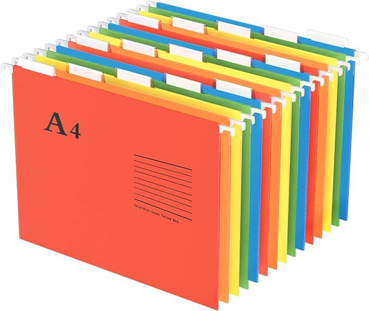 Oterri Hanging File Folders, A4 Size with 5 Elegant Colors to Choose, 1/5-Cut Adjustable Tab,15pcs Per Box