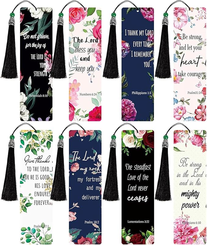 8PCS Diamond Painting Art Bookmarks,Cute Acrylic Bookmarks Crafts Kits Gifts with Pendants for Adult Women Book Lovers (Bible)