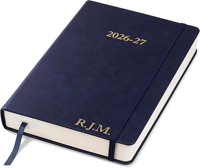 Wykeham's Executive 2026-27 Daily Journal Planner – Mid-Year Academic Diary (Personalized Royal Blue, 8.5"×5.5")