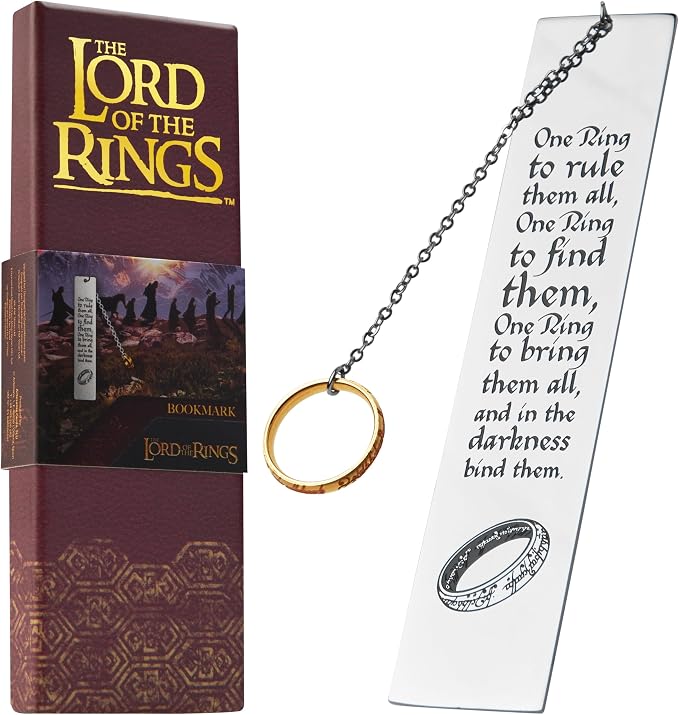 The Lord of the Rings Metal Bookmarks with Gift Box, Stainless Steel Book Marker for Adults Teens Kids (Silver with Ring)