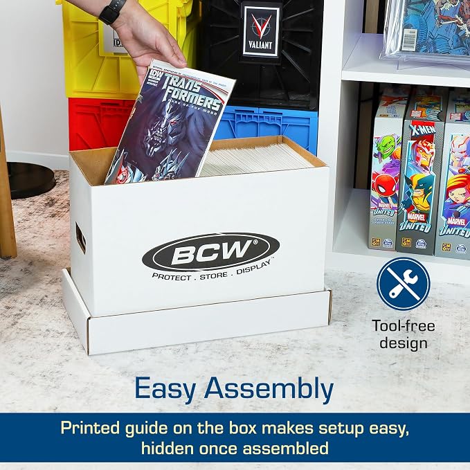 BCW Short Comic Storage Box - 5 Pack | Holds 150-175 Current/Silver Age Comics | Stackable, Durable 200 lb. Strength