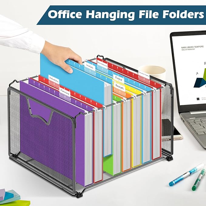 V-Opitos 36 Pack 1 Inch Expansion Hanging File Folders, Letter Size Hanging Folders with 1/5-Cut Adjustable Tab, Extra Capacity Hanging File Folders, Ideal School Classroom, Office Supplies