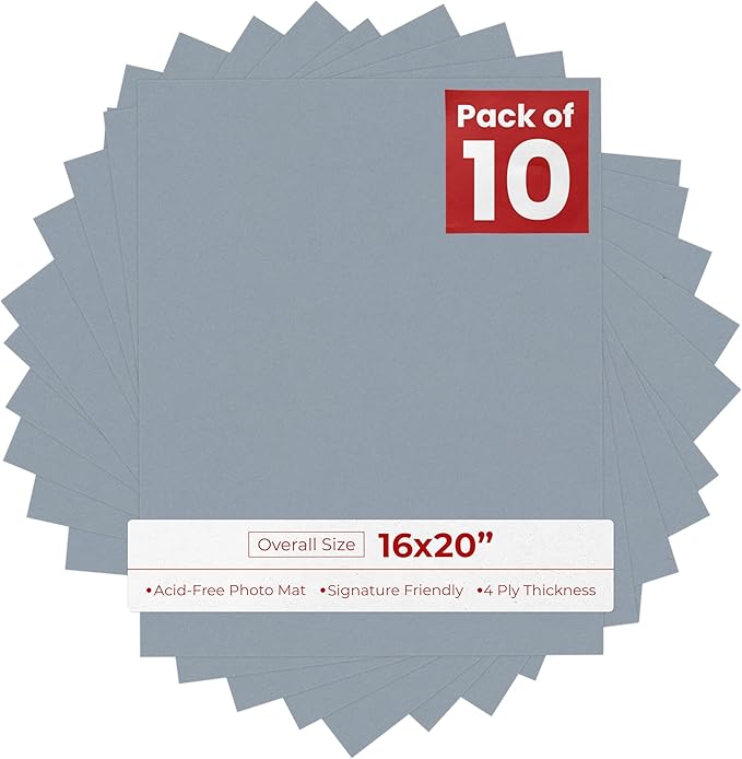 Poster Palooza Mid Grey 16x20 10-Sheet Acid-Free Photo Mat Boards